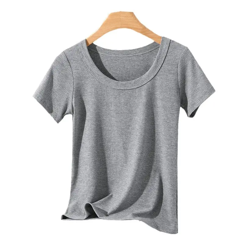 Women Cotton T-Shirt Summer 2024 Slim Fit Round Neck - Image 12
