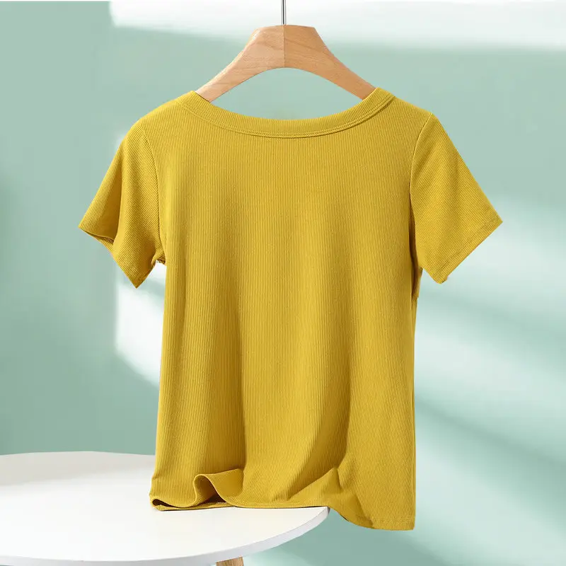 Women Cotton T-Shirt Summer 2024 Slim Fit Round Neck — feature 10