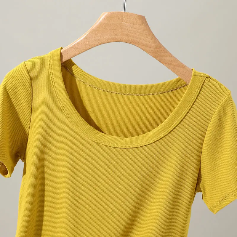 Women Cotton T-Shirt Summer 2024 Slim Fit Round Neck — feature 11