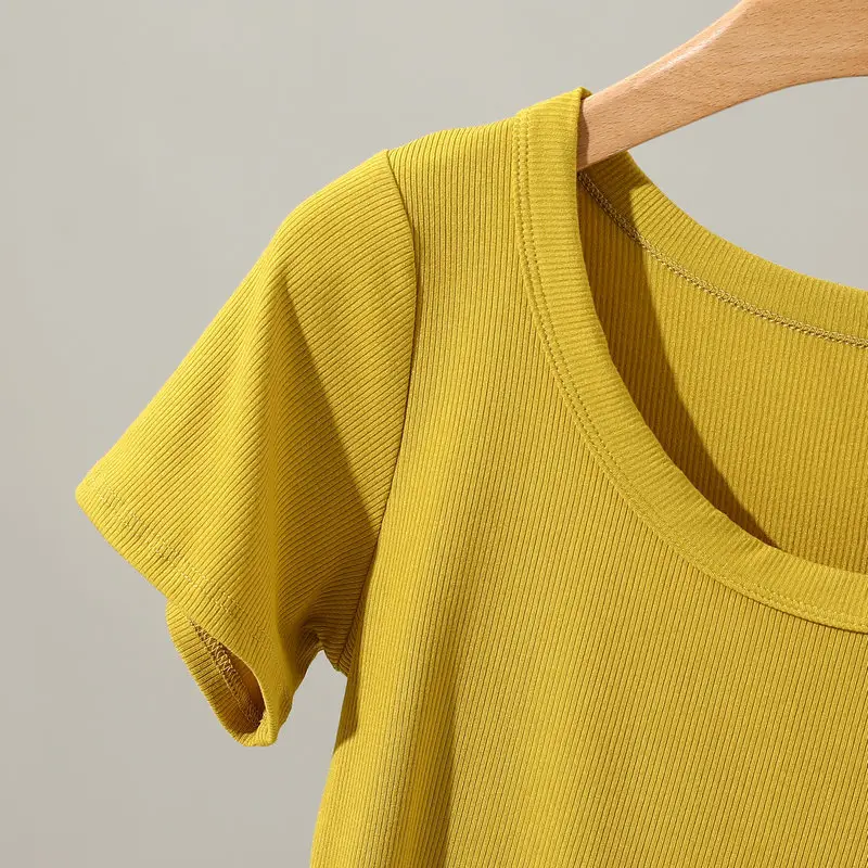 Women Cotton T-Shirt Summer 2024 Slim Fit Round Neck — feature 12
