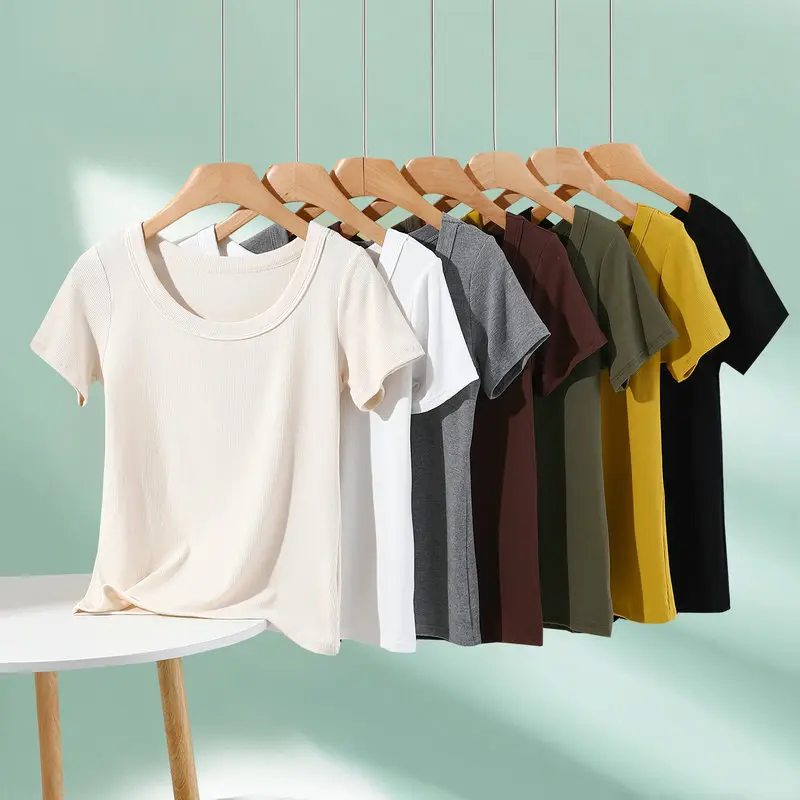 Women Cotton T-Shirt Summer 2024 Slim Fit Round Neck — feature 2