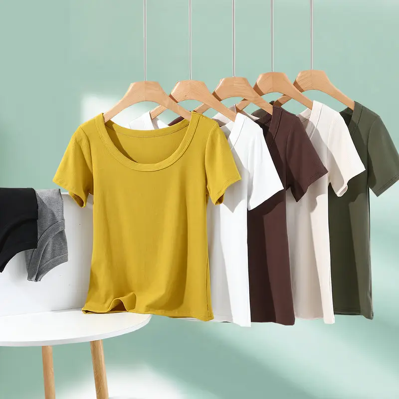 Women Cotton T-Shirt Summer 2024 Slim Fit Round Neck — feature 3