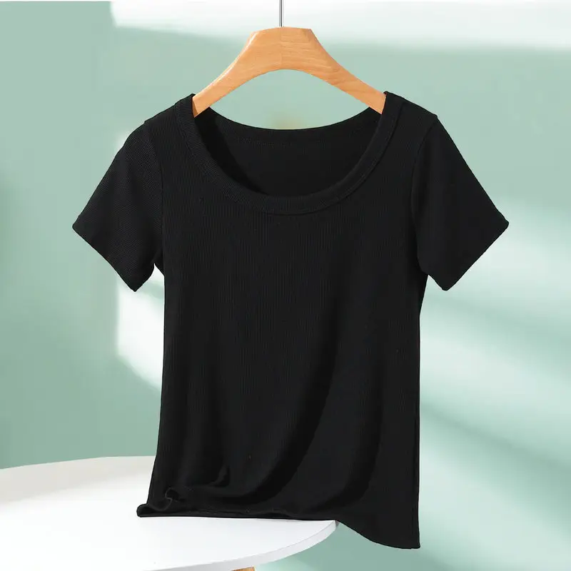 Women Cotton T-Shirt Summer 2024 Slim Fit Round Neck — feature 4