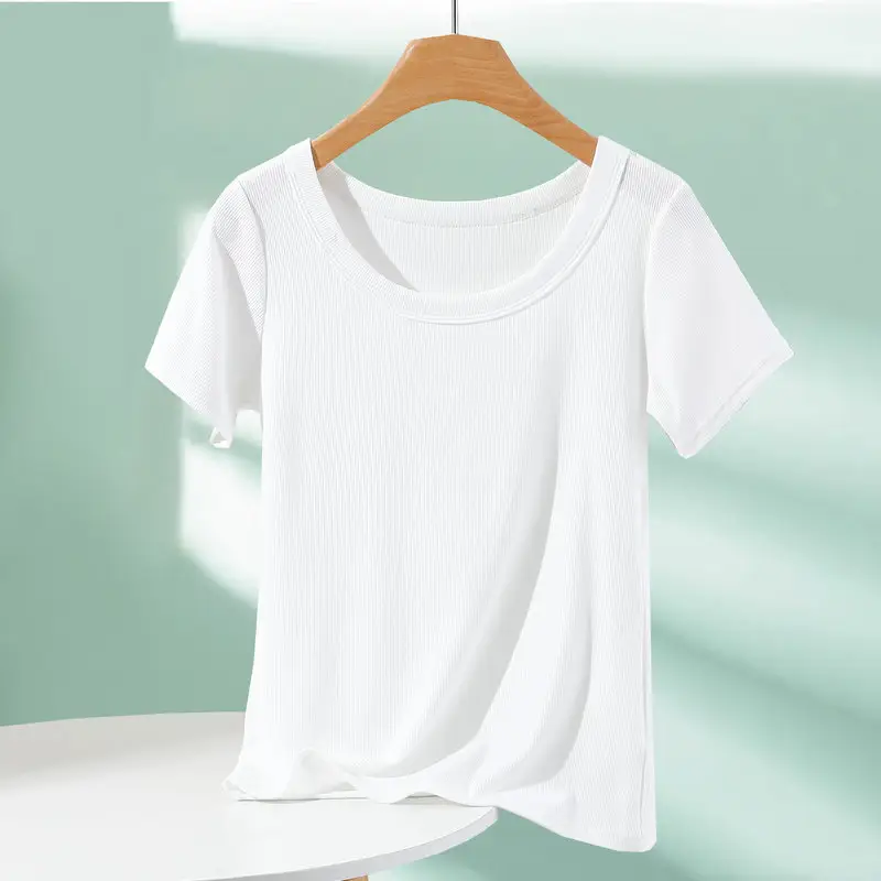 Women Cotton T-Shirt Summer 2024 Slim Fit Round Neck — feature 7