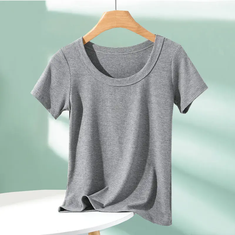 Women Cotton T-Shirt Summer 2024 Slim Fit Round Neck — feature 8