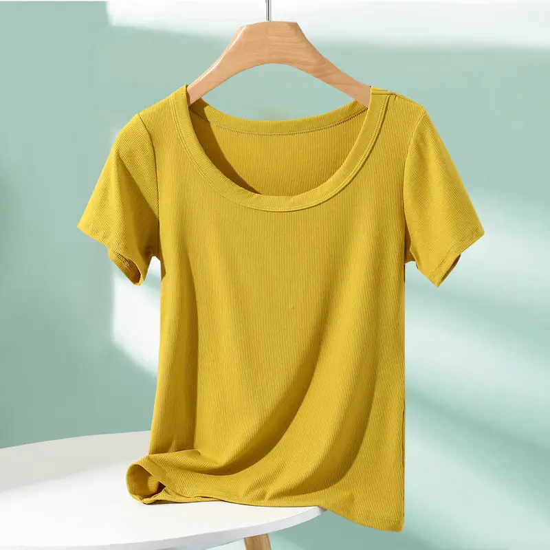Women Cotton T-Shirt Summer 2024 Slim Fit Round Neck — feature 9