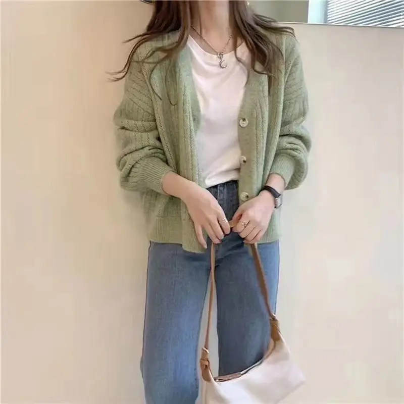 Women Knitted Cardigan 2025 Autumn Loose Long Sleeve - Image 2