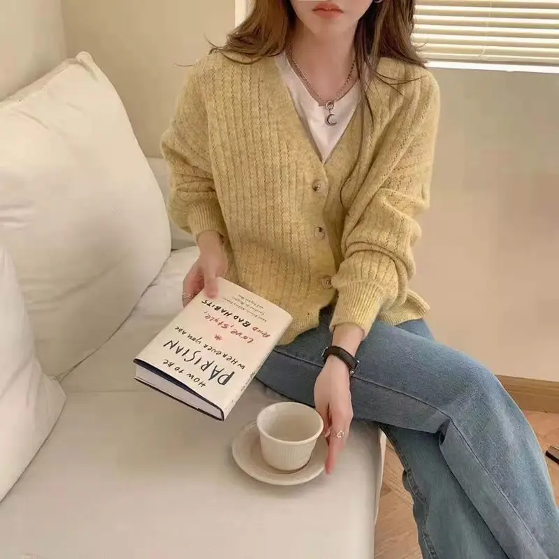 Women Knitted Cardigan 2025 Autumn Loose Long Sleeve — feature 4