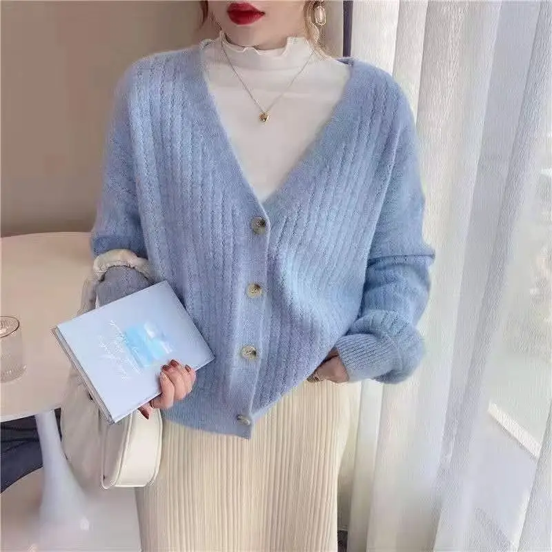 Women Knitted Cardigan 2025 Autumn Loose Long Sleeve - Image 3