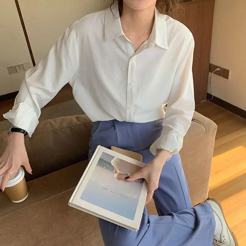 Girl Cream White Long Sleeve Shirt with Draping Pants