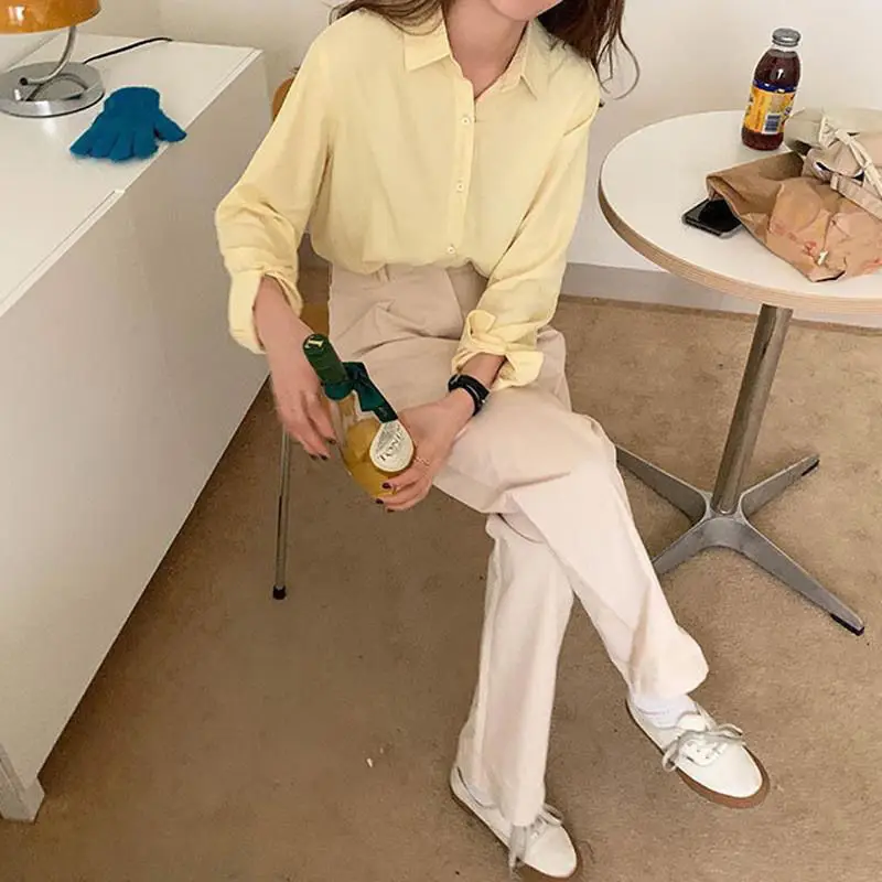 Girl Cream White Long Sleeve Shirt with Draping Pants — feature 6