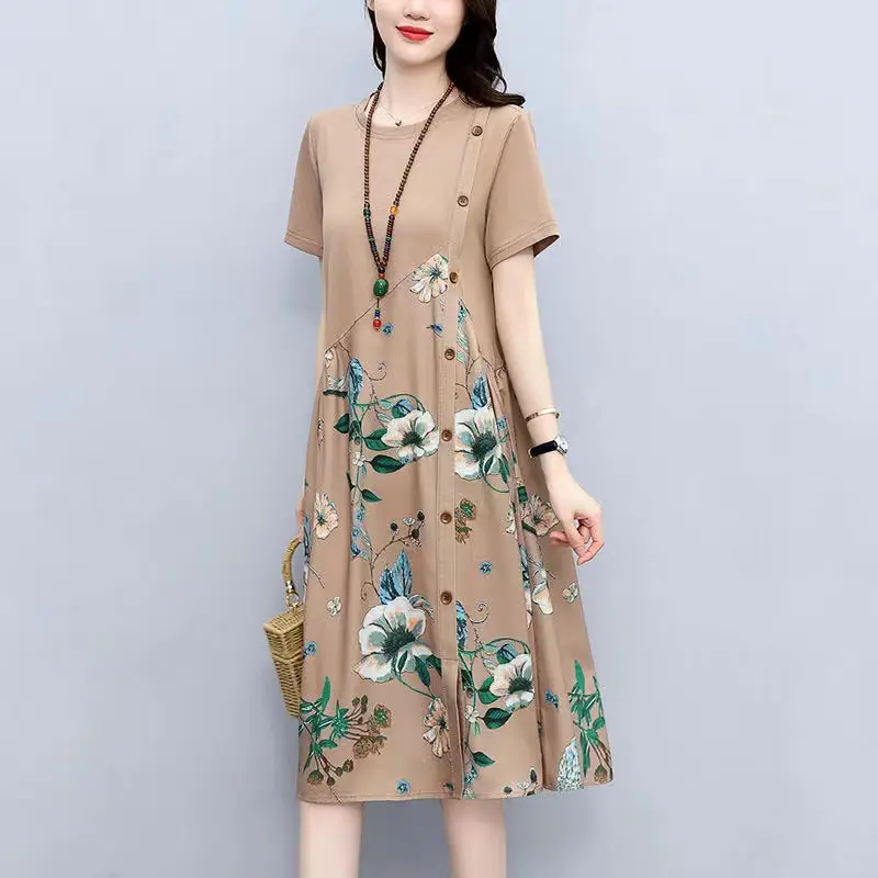 Retro Printed Large Size Women's Dress 2022 Summer - Image 3