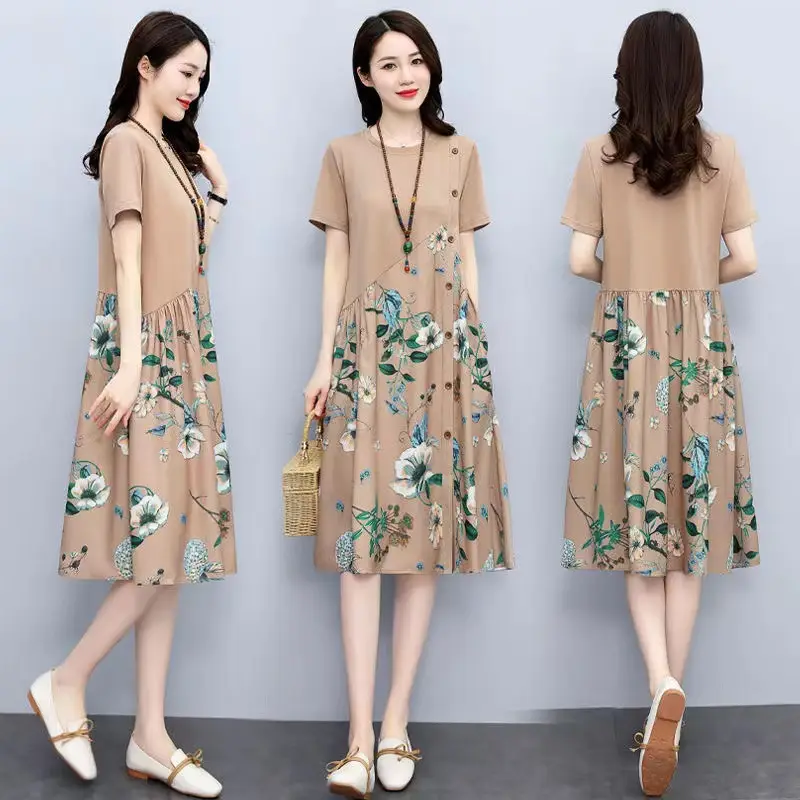 Retro Printed Large Size Women's Dress 2022 Summer - Image 4