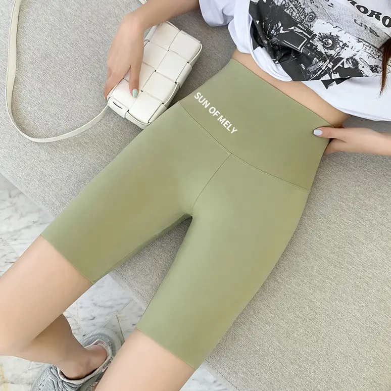 Women Shark Pants Gray Blue Cropped High Waist Yoga Leggings