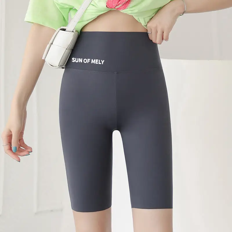 Women Shark Pants Gray Blue Cropped High Waist Yoga Leggings