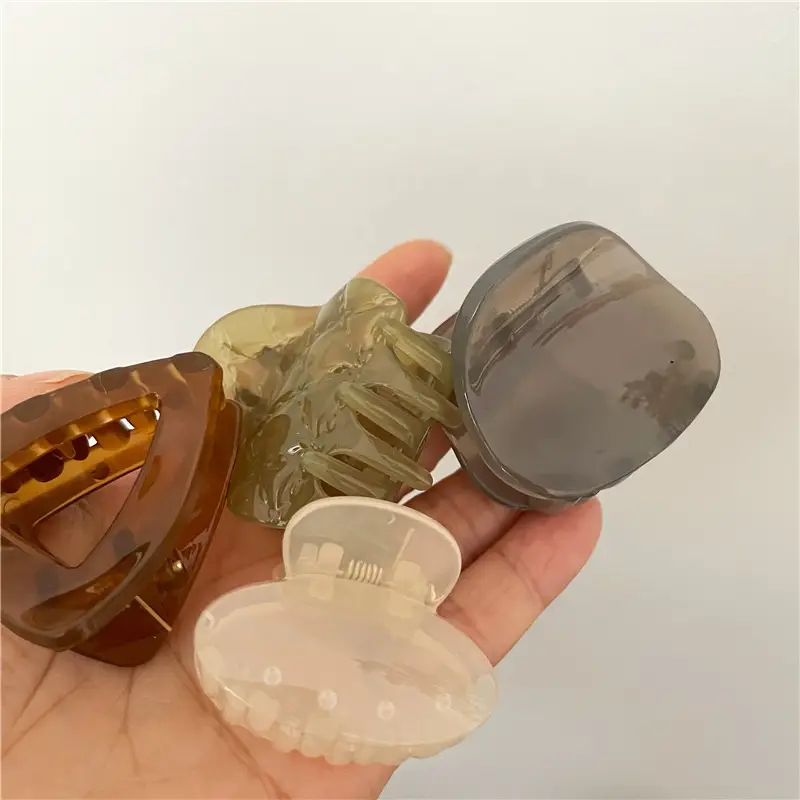 Green Transparent Triangle Hair Grab Clip for Kids