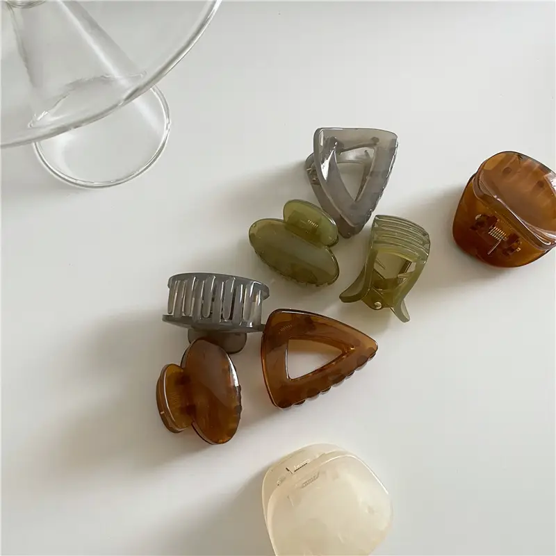 Green Transparent Triangle Hair Grab Clip for Kids