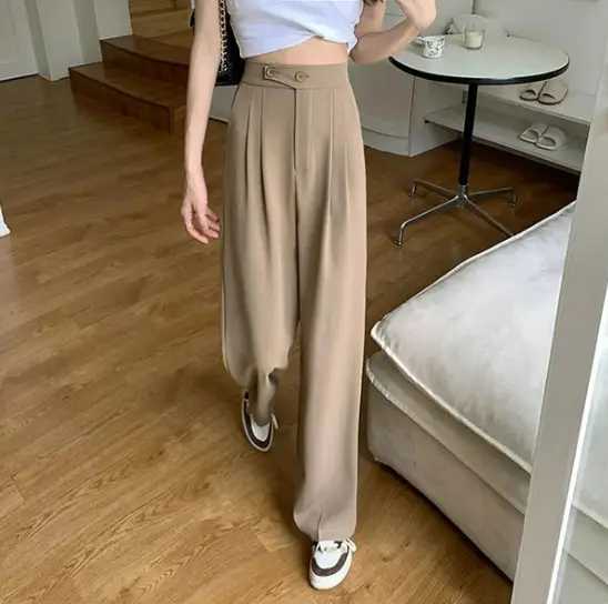 Raspberry Wide Leg High Waist Pants 2022 Summer