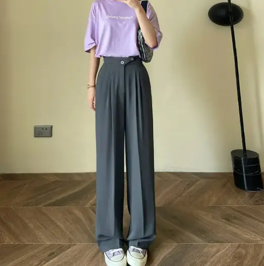 Raspberry Wide Leg High Waist Pants 2022 Summer