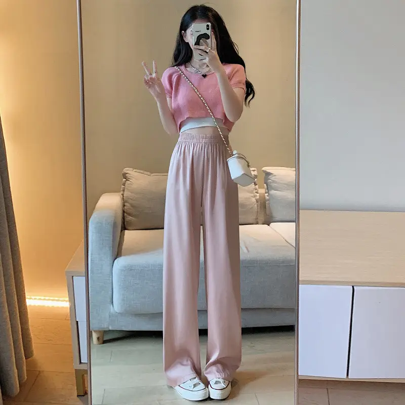 Women Wide Leg Ice Silk Pants 2025 Summer - Image 29