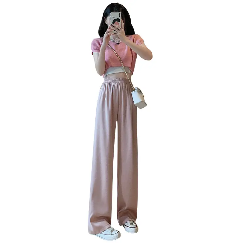 Women Wide Leg Ice Silk Pants 2025 Summer - Image 31