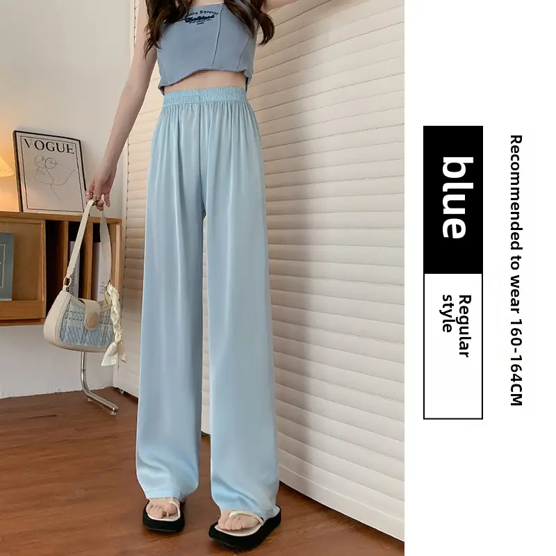 Women Wide Leg Ice Silk Pants 2025 Summer - Image 11