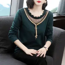 Women Striped Polo Shirt Collar Large Size — feature 11