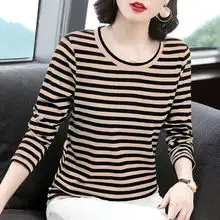 Women Striped Polo Shirt Collar Large Size — feature 31