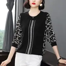 Women Striped Polo Shirt Collar Large Size — feature 7