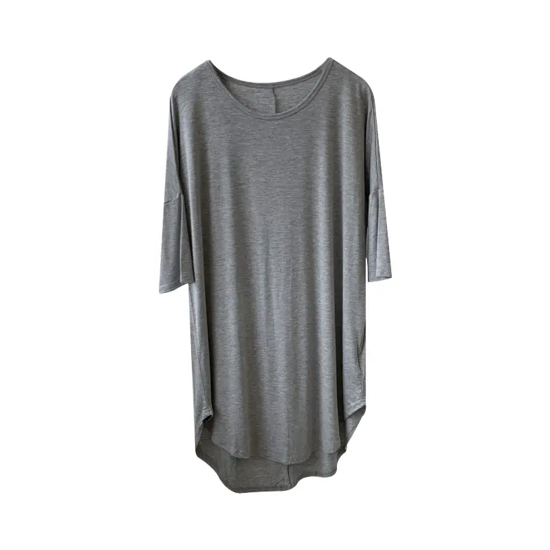 Women's White Modal T-Shirt Mid Length Loose Sleeves - Image 9