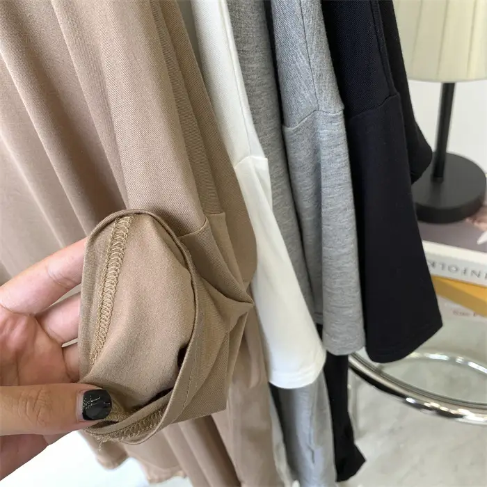 Women's White Modal T-Shirt Mid Length Loose Sleeves — feature 14