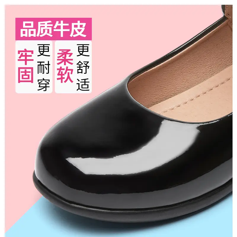 Girls' Leather Shoes, Children's Flower Girl Shoes, Student Black Flats, Ceremonial Shoes, School Shoes, Velcro Low-Heeled School Style Shoes