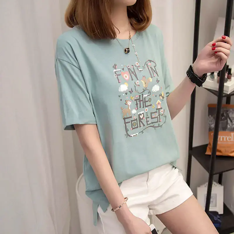 Black Printed Korean Style T-Shirt for Women - Image 5