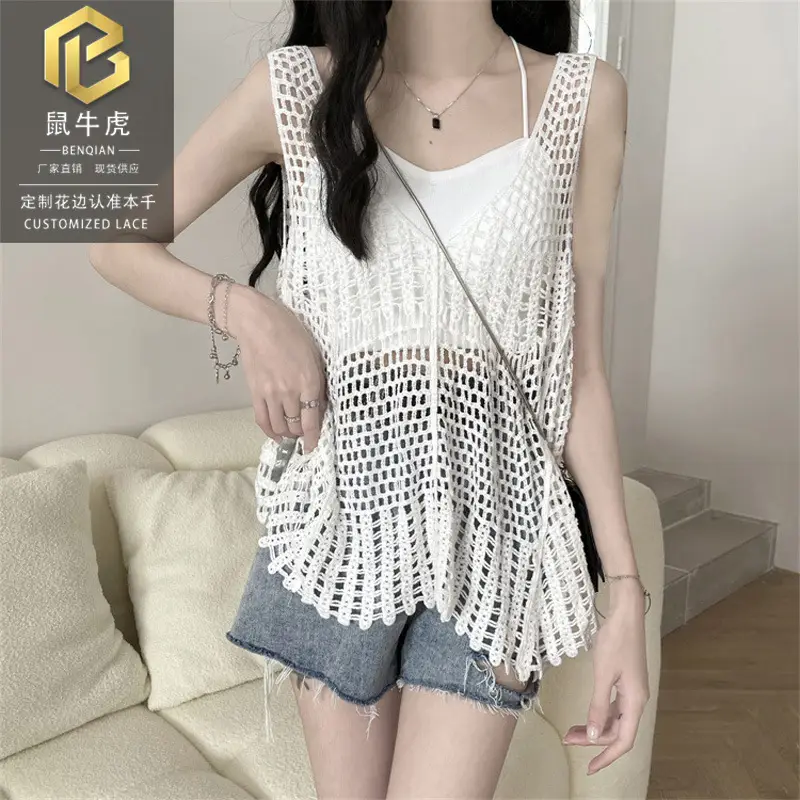 Women Cotton Embroidered Vest Sleeveless Summer Wear - Image 7