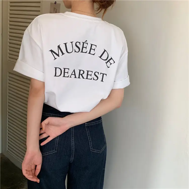 Women Loose Fit Museum Dearest T-Shirt White Back Print — feature 25