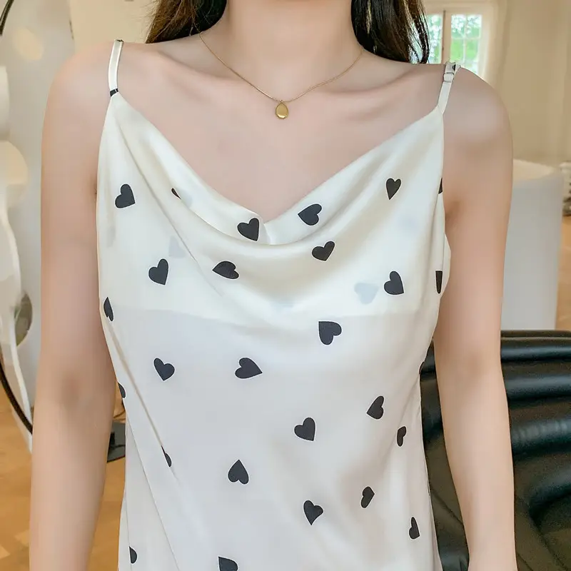 Women's Ice Silk Pajamas Summer White V-Neck — feature 10