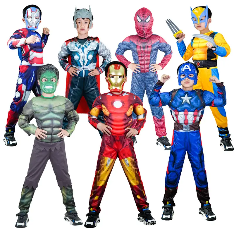 Hulk Spiderman Kids Halloween Muscle Show Costume Yellow Blue - Image 83