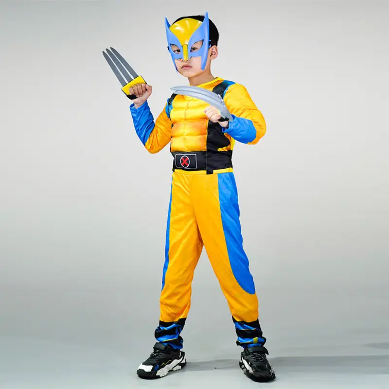Hulk Spiderman Kids Halloween Muscle Show Costume Yellow Blue - Image 67