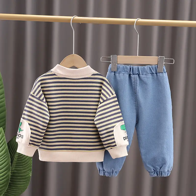 Spring Boys Striped T-Shirt & Pants Set - Image 4