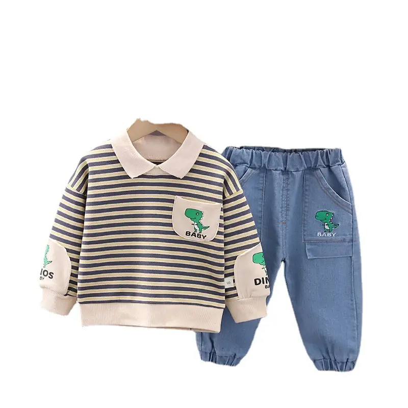 Spring Boys Striped T-Shirt & Pants Set - Image 5