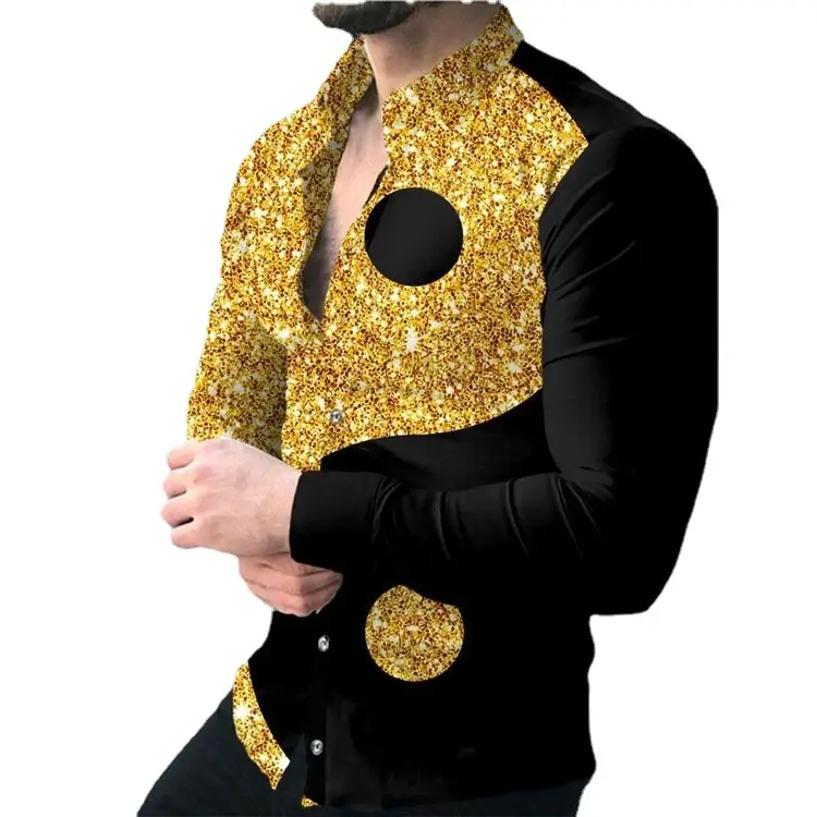 2023 Black Gold Baroque Long Sleeve Shirt