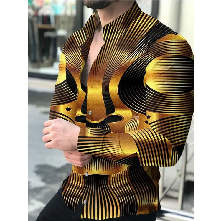 2023 Black Gold Baroque Long Sleeve Shirt