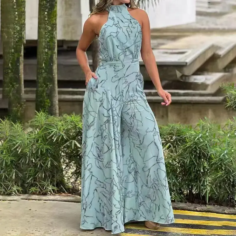 2022 Purple Printed High Neck Trousers Set - Image 10