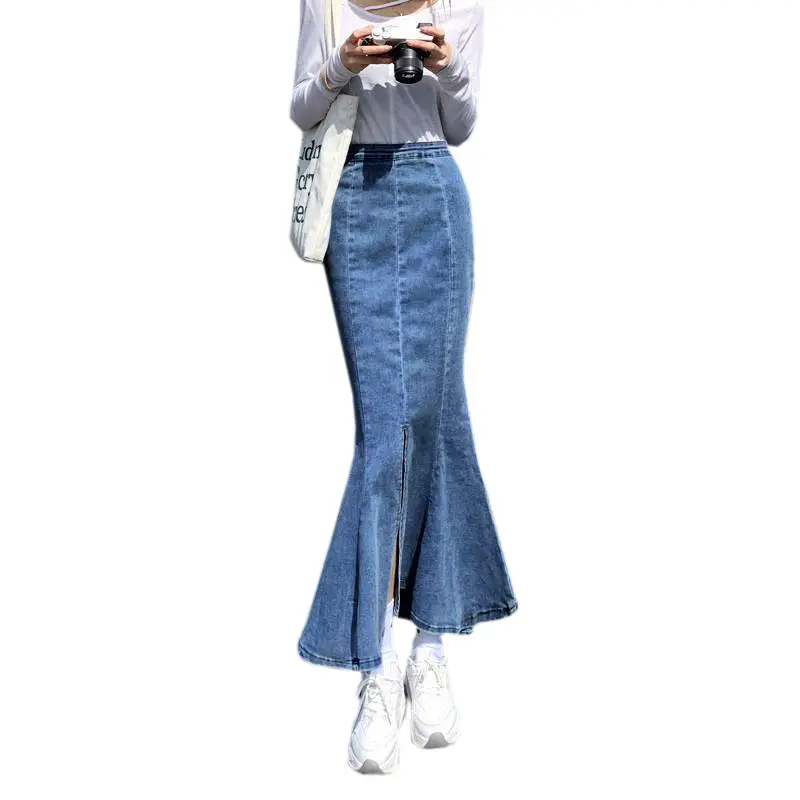 Women Denim Fishtail Skirt High Waist 2022 - Image 6