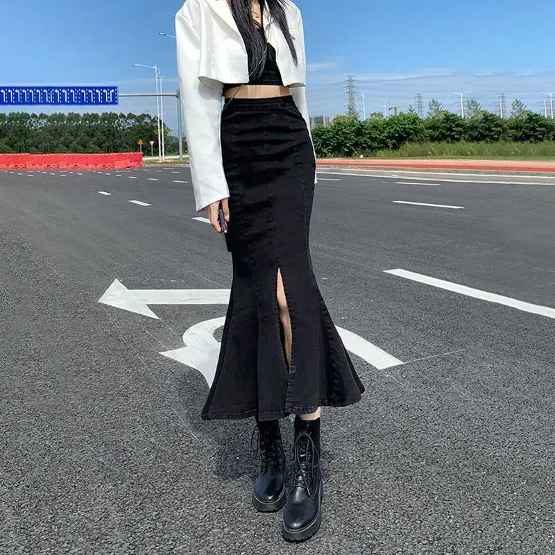 Women Denim Fishtail Skirt High Waist 2022 - Image 2