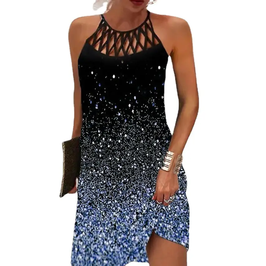 Black Sequin Halter Dress for Women Spring Summer - Image 9