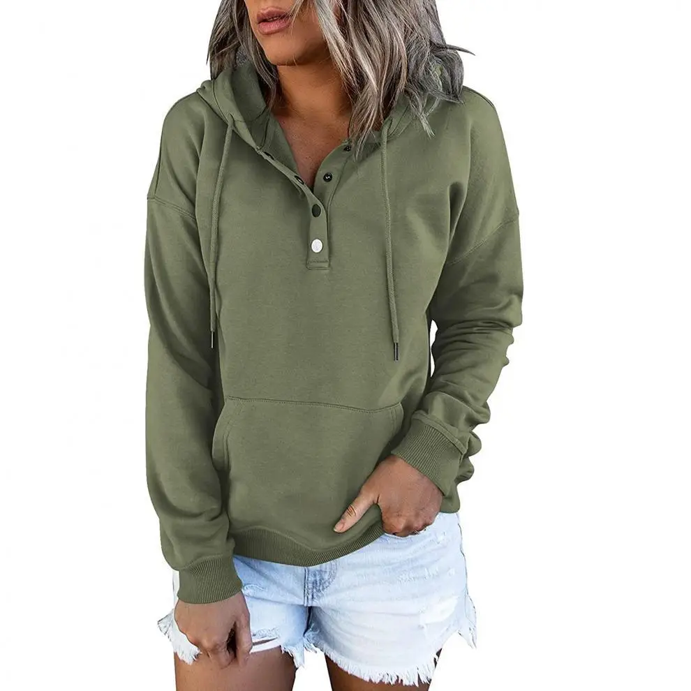 Women's Beige Long Sleeve Hooded Sweatshirt with Front Pocket — feature 11