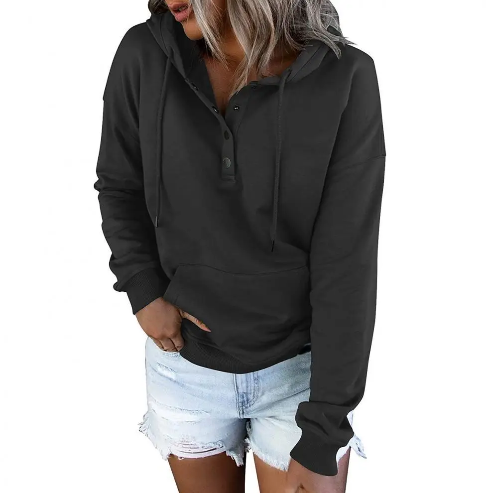 Women's Beige Long Sleeve Hooded Sweatshirt with Front Pocket — feature 4