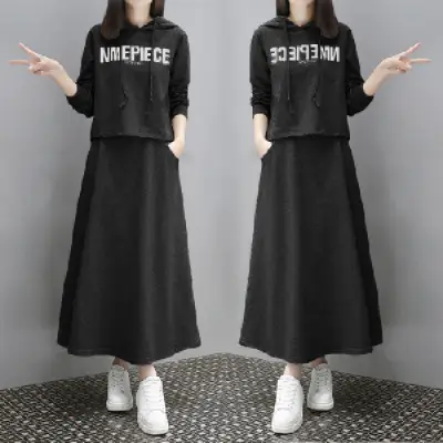 Black Long Sleeve Kurti Set for Women Casual Winter Wear