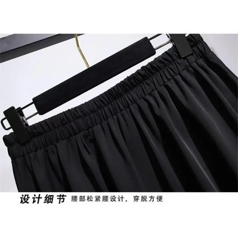 Black A-Line Skirt Women Medium High Waist Pleated - Image 4